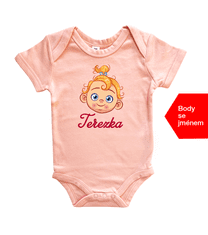 Hobbytriko Dětské body se jménem - Holčička Barva: Světle růžová, Velikost: 6-12 m, Délka rukávu: Krátký rukáv