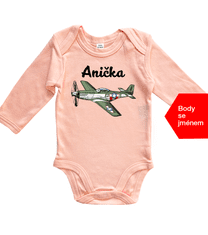 Hobbytriko Dětské body se jménem - Letadlo Barva: Mátová, Velikost: 0-3 m, Délka rukávu: Krátký rukáv