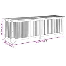 Greatstore Zahradní úložný box s kolečky 150 x 50 x 58 cm masivní akácie