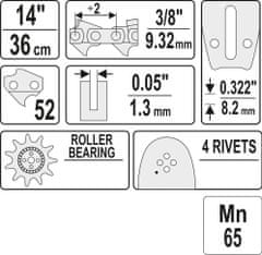 YATO Vodící lišta pro řetězovou pilu 14" 3/8" 0,05"