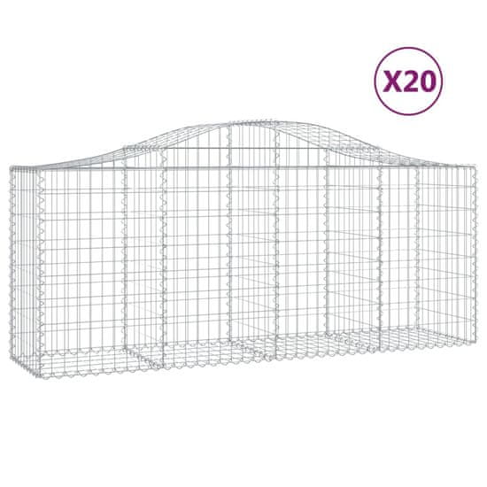 Vidaxl Klenuté gabionové koše 20ks 200x50x80/100 cm pozinkované železo