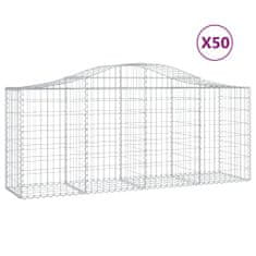 Vidaxl Klenuté gabionové koše 50ks 200x50x80/100 cm pozinkované železo