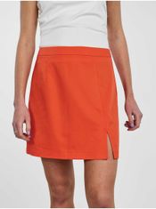 Pieces Oranžová dámská mini sukně s rozparkem Pieces Thelma XS