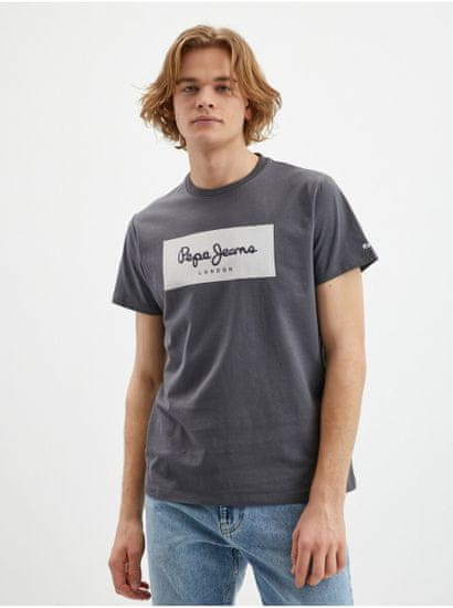 Pepe Jeans Tmavě šedé pánské tričko Pepe Jeans Aaron