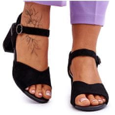 Vinceza Pohodlné semišové sandály na podpatku Black velikost 39