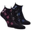 Zdravé Ponožky dámské kotníkové ruličkové vzorované ponožky 6301223 3-pack, černá, 39-42
