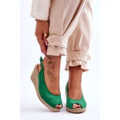 Zelené semišové sandály Elsie na podpatku velikost 37