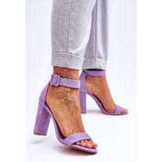 Semišové sandály na podpatku fialové velikost 40