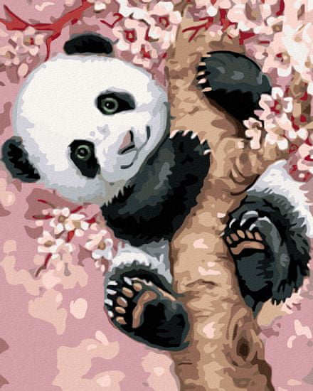 ZUTY Diamantové malování - PANDA NA ROZKVETLÉM STROMĚ 40x50 cm bez rámu a bez vypnutí plátna