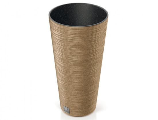 Prosperplast Obal na květník FURU SLIM ECO WOOD 2v1 plastový d25x48cm