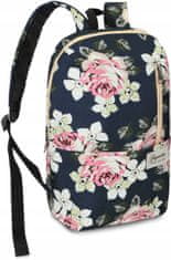 ZAGATTO Dámský batoh s květinovým vzorem, lehký a prostorný dívčí batoh do školy, jednokomorový se třemi kapsami a pohodlnými a nastavitelnými šlemi, vhodný pro formát A4, objem 16 litrů, 40x32x13 / ZG693