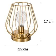 Atmosphera LED lampa s dekorativní žárovkou, 17 cm, zlatá