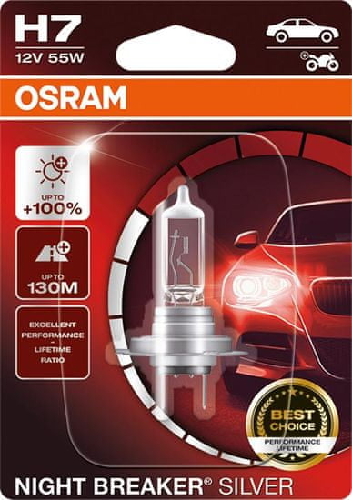 Osram OSRAM H7 12V 55W PX26d NIGHT BREAKER SILVER plus 100procent 1ks 64210NBS-01B