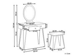 Beliani Toaletní stolek se 2 zásuvkami LED zrcadlem a stoličkou bílý/ zlatý CAEN