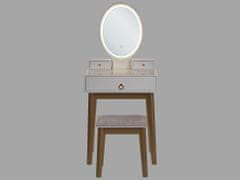 Beliani Toaletní stolek se 3 zásuvkami LED zrcadlem a stoličkou bílý/ zlatý RODEY