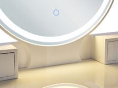 Beliani Toaletní stolek se 4 zásuvkami LED zrcadlem a stoličkou bílý/ zlatý AUXON