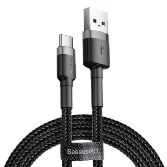 BASEUS Datový kabel Cafule USB-C 1m 3A šedo-černý (CATKLF-BG1)