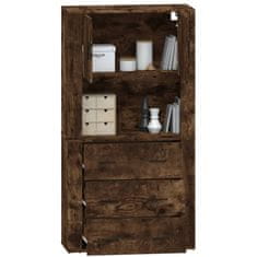 Greatstore Skříň highboard kouřový dub kompozitní dřevo