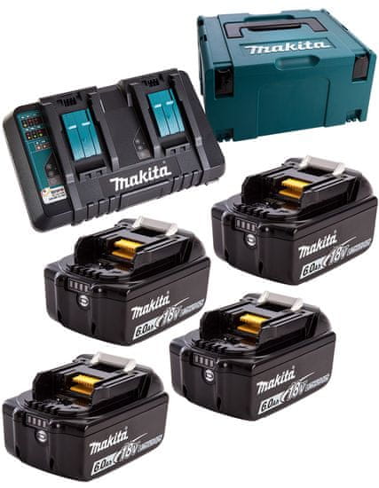 Makita DC18RD rychlonabíječka + 6x BL1860B 6Ah