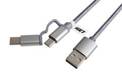 iGET CABLE G2V1 - Univerzální datový a nabíjecí kabel s konektory USB-C a microUSB, 2A rychlonabíjení