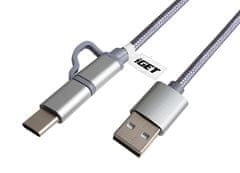 iGET CABLE G2V1 - Univerzální datový a nabíjecí kabel s konektory USB-C a microUSB, 2A rychlonabíjení