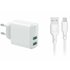 Carcommerce Adaptér - USB nabíječka do zásuvky s výstupem 2xUSB 2,4A + Kabel Iphone