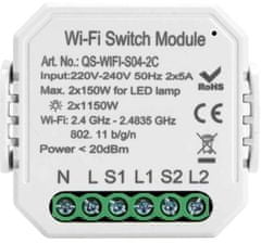 Dálkově ovládaný vypínač TUYA QS-WIFI-S04-2C dvoukanálový