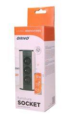Orno Povrchová zásuvka ORNO OR-GM-9001/B-G, rohové pouzdro, 3x zásuvka, barva černo-stříbrná