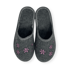 OEM Dámské plstěné pantofle s růžovými květy r. 39