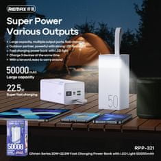 REMAX RPP-321 Power Bank 50000mAh 2x USB 20W QC, modrý