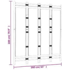 Petromila Skládací 4panelový paraván 160 cm bambus a plátno