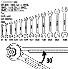 YATO Sada 12 vidlicových klíčů 6-32 v pouzdře YT-0381